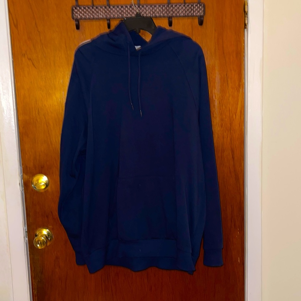 Navy Blue and White Sleeves Hoodie